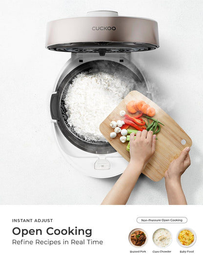 CUCKOO CRP-ST1009FW 10-Cup (Uncooked) / 20-Cup (Cooked) Twin Pressure Rice Cooker & Warmer with Nonstick Inner Pot, 16 Menu Options, 3 Voice Guide, Auto Clean (White)