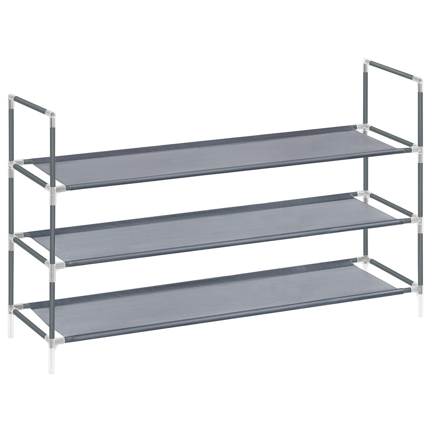 SONGMICS 3-Tier Shoe Rack, Shoe Storage for Hallway Closet, Slim and Space-Saving, Metal Frame, Non-Woven Fabric Shelves, Grey ULSH053G01V1