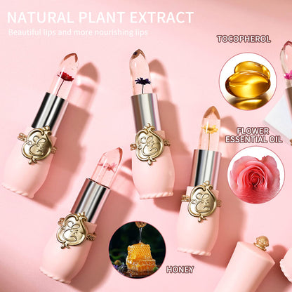 BestLand 6 Pcs/Set Flower Jelly Lipstick Set Temperature Change Moisturizer Long Lasting Nutritious Balm Magic Color Change Lip Gloss