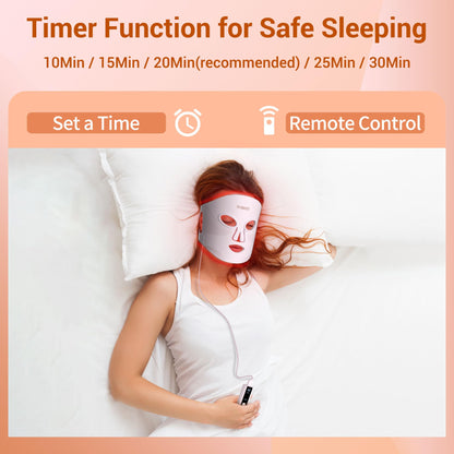 NVBOTY LED Face Mask Light Therapy, 4 Modes Portable Red Light Therapy for Face with 2000mAh Rechargeable Remote, Blue, Orange, 850NM Infrared & Red Light Mask, 400 LEDs for Anti-Aging, at Home