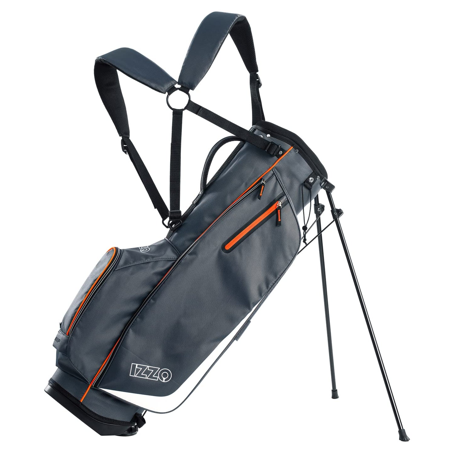 IZZO Golf Ultra-Lite Stand Golf Bag with Dual-Straps & Exclusive Features, Grey/Orange, 3.2 pounds