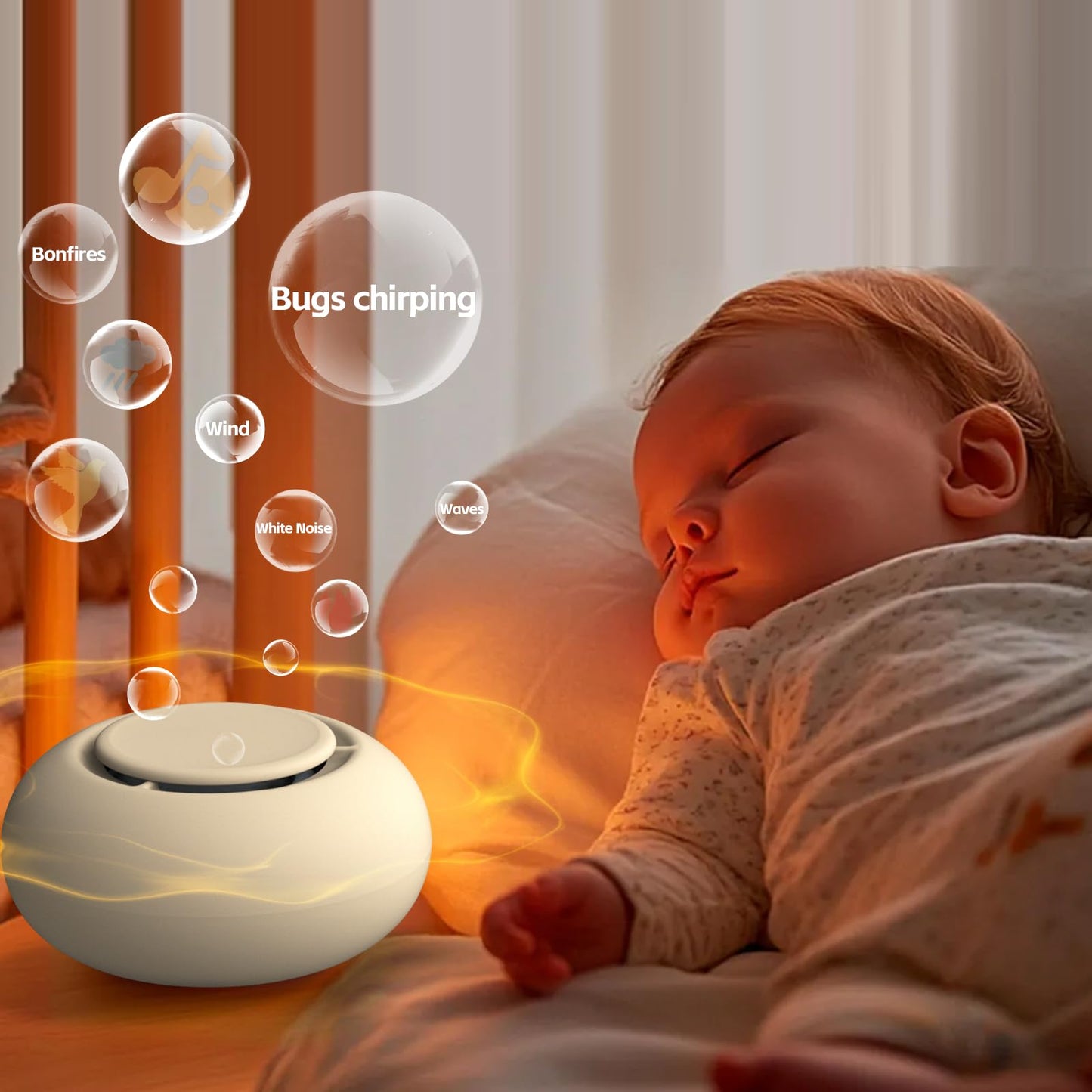 Portable Baby Sound Machine [White Noise for Babies Kids Adults][Sleep Soother][Timer Function][12 Soothing Sounds] 15 Hours Battery Life, Travel,Registry Toys,Gifts,Shower,Clips on Baby Stroller