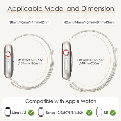 Original Milanese Loop Band Compatible with Apple Watch 38mm 40mm 41mm 42mm 44mm 45mm 46mm 49mm - Women & Men Magnetic Closure Adjustable Metal Strap for iWatch Series 10 9 8 7 6 5 4 3 2 1,Ultra,SE