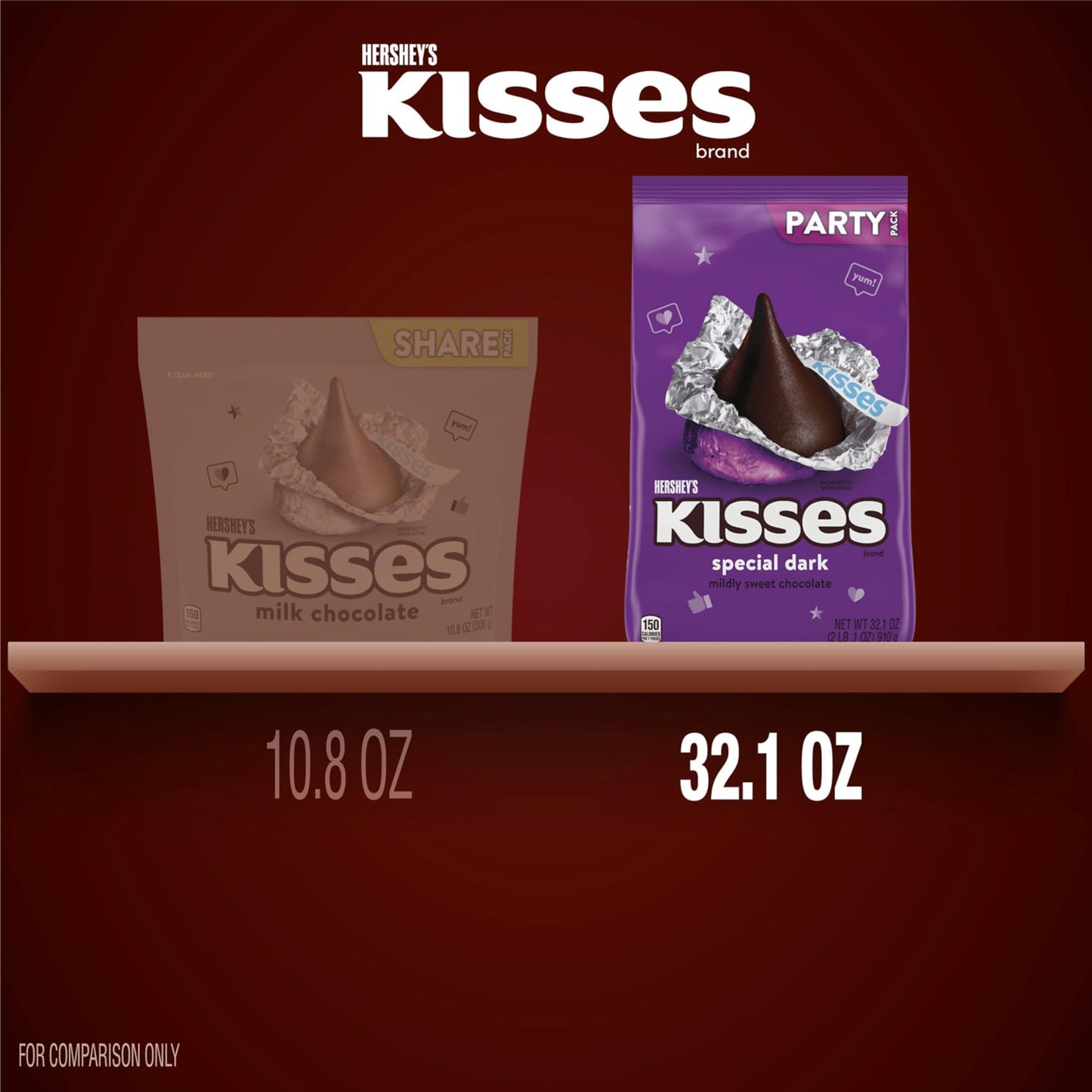 HERSHEY'S KISSES SPECIAL DARK Mildly Sweet Chocolate Candy Party Pack, 32.1 oz