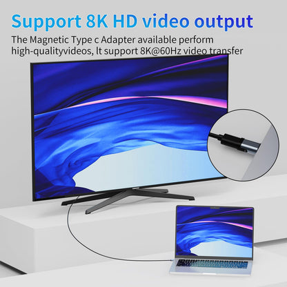 Tciogrxp 240W 90 Degree Magnetic USB C Adapter with 4 Connector Tips USB-C Adapter 1 Pack, 24 Pin (2 Plugs Magnetic USBC Extender, USB4 40Gbps 8K 60Hz Compatible with Thunderbolt 3/4 MacBook Pro/Air