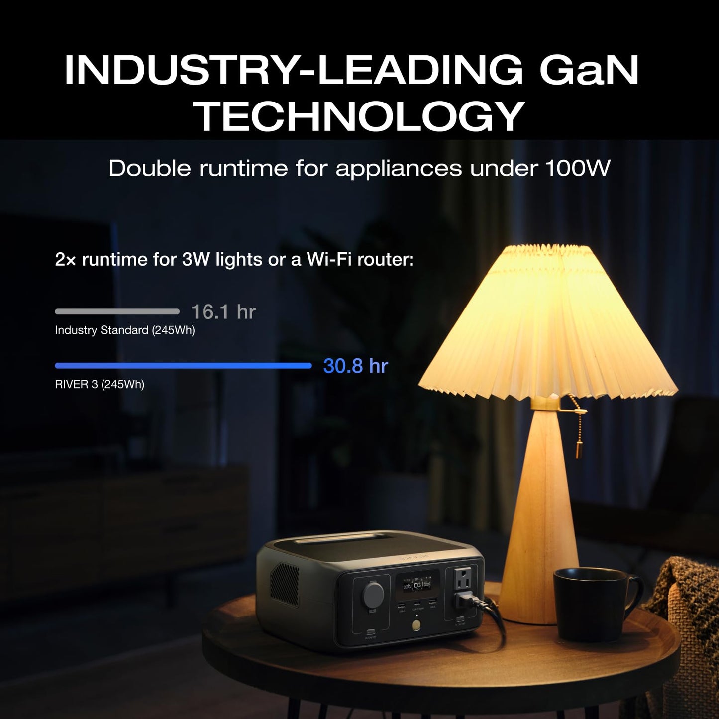 EF ECOFLOW Solar Generator RIVER 3 with 45W Solar Panel, 245Wh Portable Power Station LiFePO4 Battery, 300W Up to 600W AC Output, <20 MS UPS, 1Hr Fast Charging Power Station for Outdoor/Camping/RVs