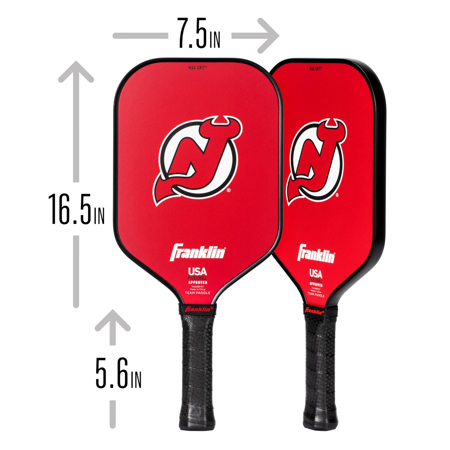 Franklin Sports NHL New Jersey Devils Pickleball Paddle - Official NHL Team Rackets - USAP (USAPA) Approved Premium Quality Pickleball Paddles - Authentic Team Logos + Colors