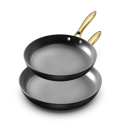 imarku Cast Iron Skillets, Non Stick Frying Pans 2Pcs - 10 inch & 12 Inch Frying Pan Set, Long Lasting Frying Pans Nonstick, Professional Nonstick Frying Pan Easy Clean, Birthday Gifts for Women Men