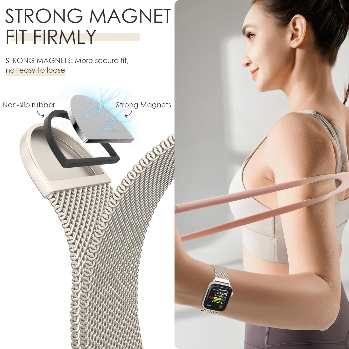 Original Milanese Loop Band Compatible with Apple Watch 38mm 40mm 41mm 42mm 44mm 45mm 46mm 49mm - Women & Men Magnetic Closure Adjustable Metal Strap for iWatch Series 10 9 8 7 6 5 4 3 2 1,Ultra,SE