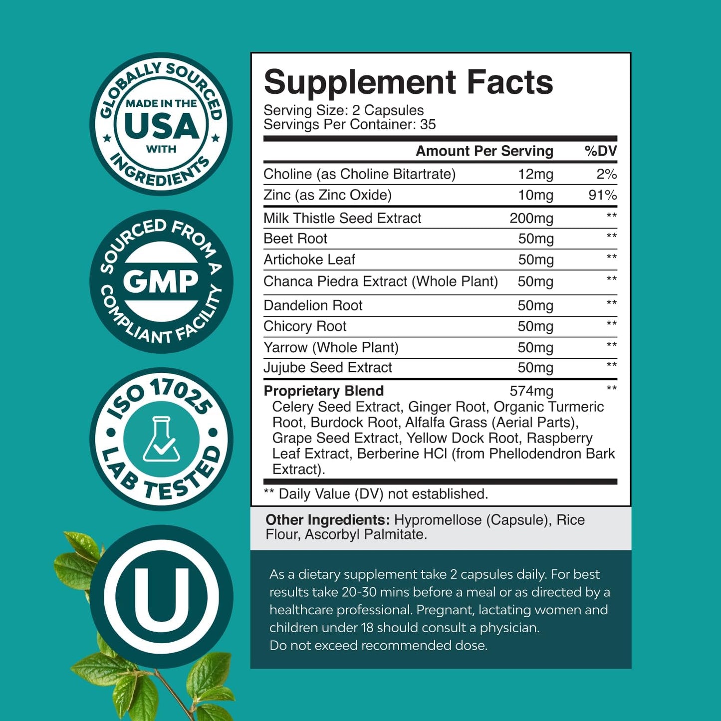 Liver Cleanse Detox & Repair - Milk Thistle Supplement for Digestion & Immune Health - Ginger Root, Choline & Dandelion Root - Herbal Liver Support with Silymarin, Beetroot & Artichoke - 70 Count