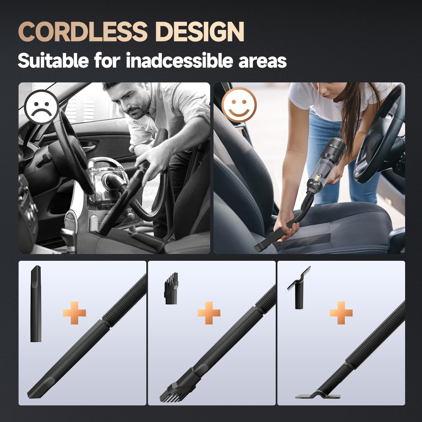 Ytbocar Car Vacuum Portable Cordless, Foldable Handheld Vacuum with Brushless Motor, 22000PA High Power Mini Hand Vacuum Cleaner & Air Blower & Duster & Pump for Home, Pet, Office