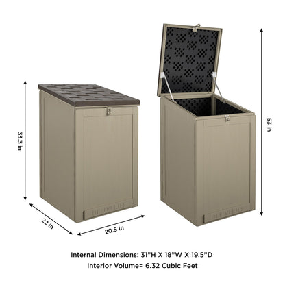 Cosco BoxGuard Outdoor Storage Box, Large Lockable Package Drop Box, 6.3 Cubic Feet, Weather-Resistant Design, Gray/Brown