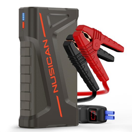 Car Battery Jump Starter, NUSICAN 2000A Portable Car Jump Starter Battery Pack (up to 7.5L Gas/5.5L Diesel Engine) 12V 18000mAh Jump Box for Car Battery with Safety Jumper Clamps, LED Lights, Compact