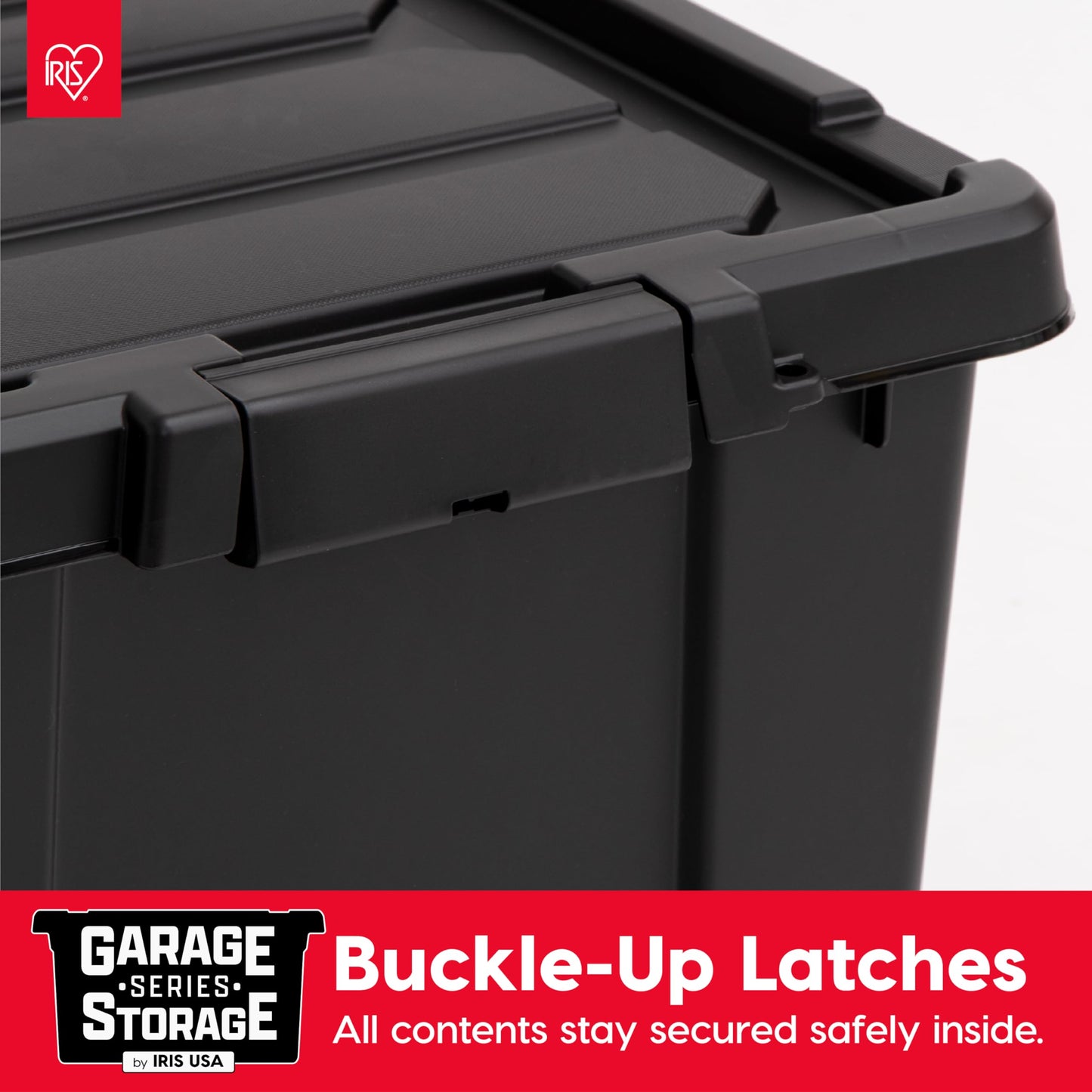 IRIS USA 20 Gallon Lockable Storage Bins with Lids, 6 Pack - Made in USA, Heavy Duty, Stackable Containers, Garage Organizing Bins Moving Tubs, Rugged Sturdy Equipment Utility Box - Black