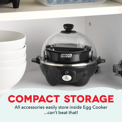 DASH Rapid Egg Cooker: 7 Egg Capacity Electric Egg Cooker for Hard Boiled Eggs, Poached Eggs, Scrambled Eggs, or Omelets with Auto Shut Off Feature - Black