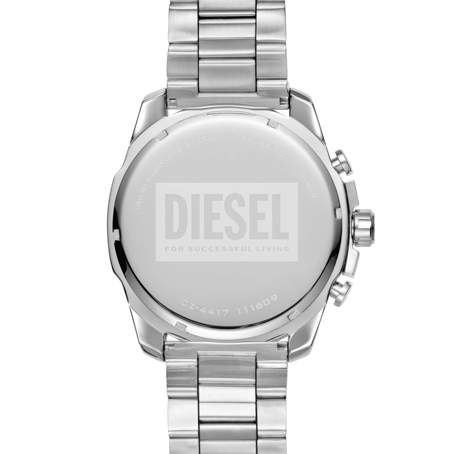 Diesel Mega Chief Stainless Steel Chronograph Men's Watch, Color: Silver (Model: DZ4417)