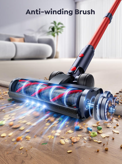 INTETURE Cordless Vacuum Cleaner, 550W 45Kpa Vacuum Cleaners for Home, Stick Vacuum with Self-Standing, Max 60 Mins, Touch Screen, Vacuum Cleaner with Charging Station for Hard Floor Carpet Car Pet