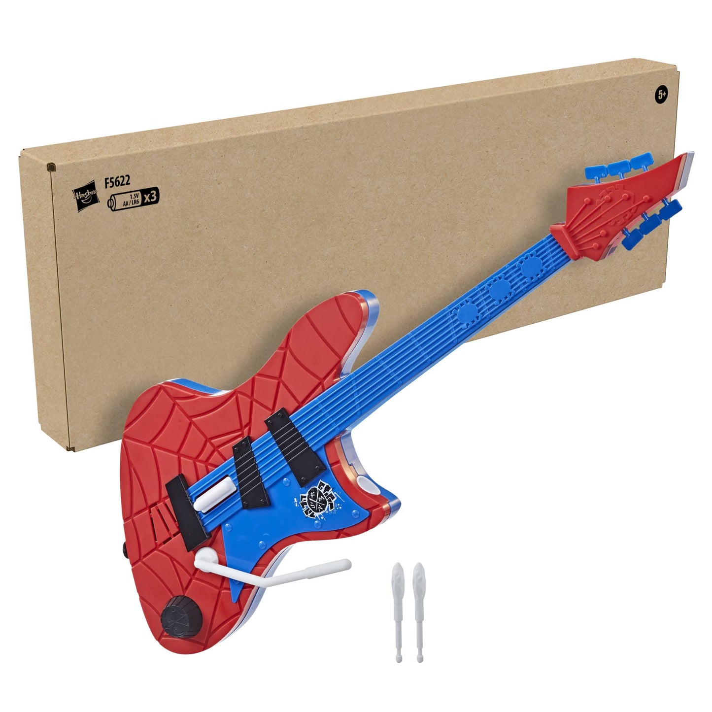 Marvel Spider-Man Across The Spider-Verse Spider-Punk Web Blast Toy Guitar with Whammy Bar Blast Action,Super Hero Toys for 5 Year Old Boys and Girls and Up