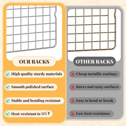 Cooling Racks for Cooking and Baking - 2 PCS 10" x 15" Grid Wire Baking Rack for Oven Cooking, Baking, Grilling, Roasting -Dishwasher Safe Bacon Rack- Fits Jelly Roll Cookie Sheet Pan
