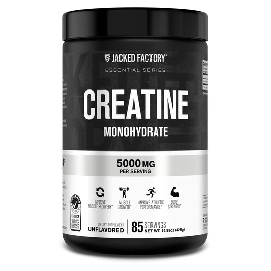 Jacked Factory Creatine Monohydrate Powder 425g - Creatine Supplement for Muscle Growth, Increased Strength, Enhanced Energy, & Improved Athletic Performance 85 Servings, Unflavored
