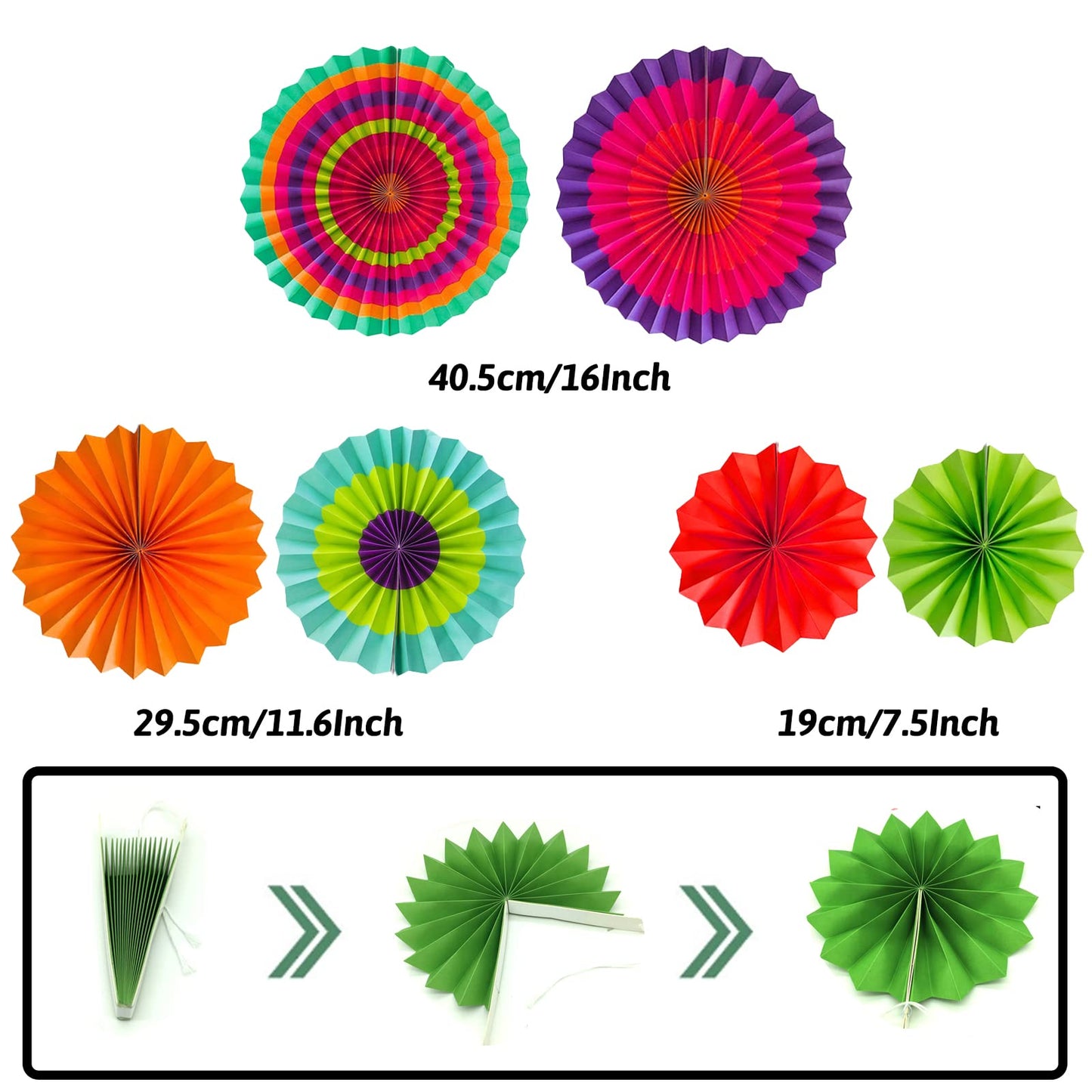Recosis Fiesta Party Decorations, Multicoloured Paper Fans Pompoms Paper Balloon Garlands Hanging Swirls Decorations for Fiesta Gifts Mexican Cinco De Mayo Taco Birthday Party Supplies