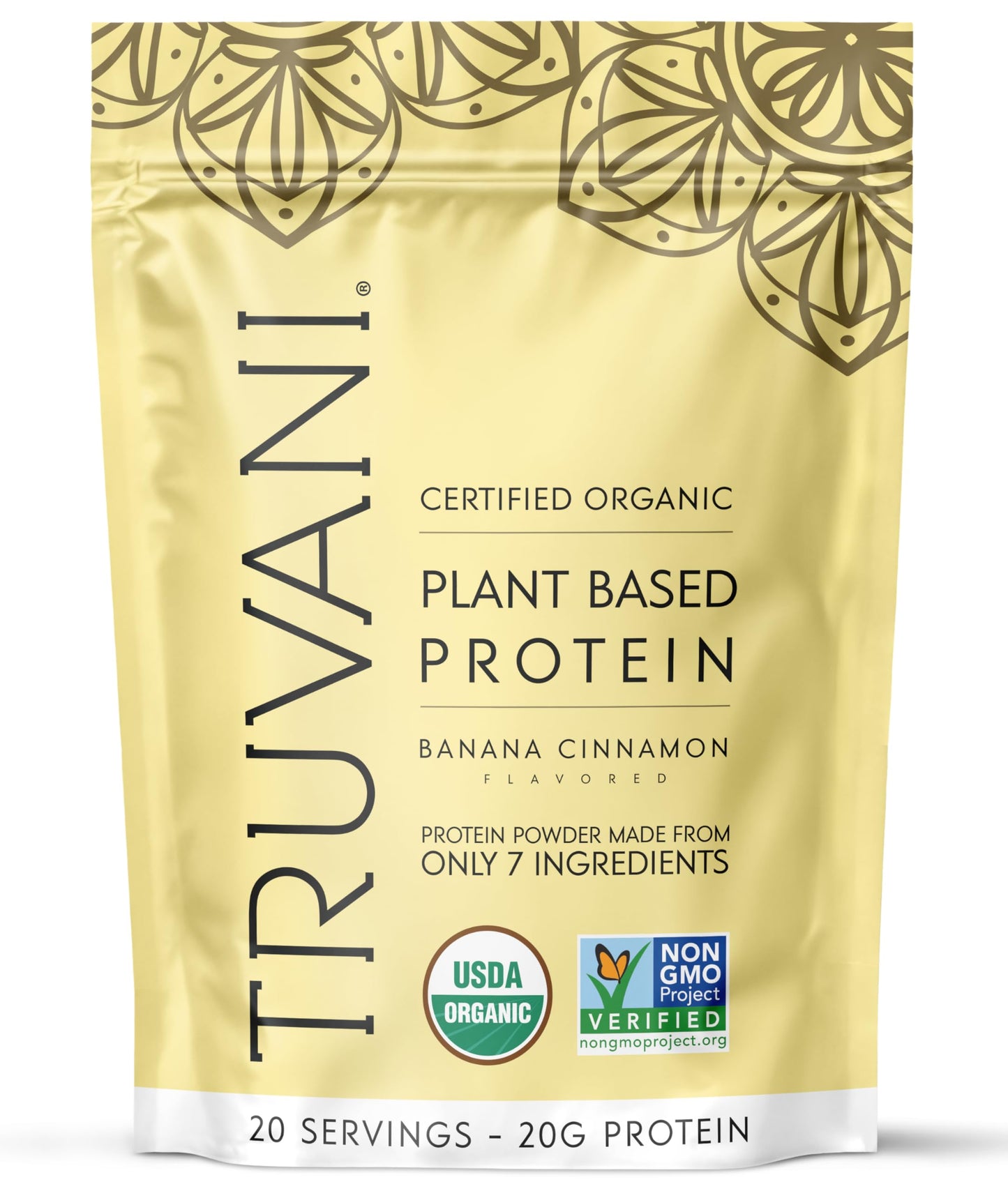 Truvani Vegan Pea Protein Powder | Banana Cinnamon | 20g Organic Plant Based Protein | 20 Servings | Keto | Gluten & Dairy Free | Low Carb | No Added Sugar