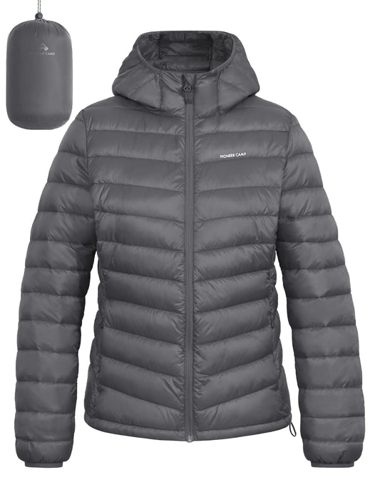 Pioneer Camp Women's Packable Puffer Jacket Winter Light Weight Water-Repellent Quilted Coat with Hood