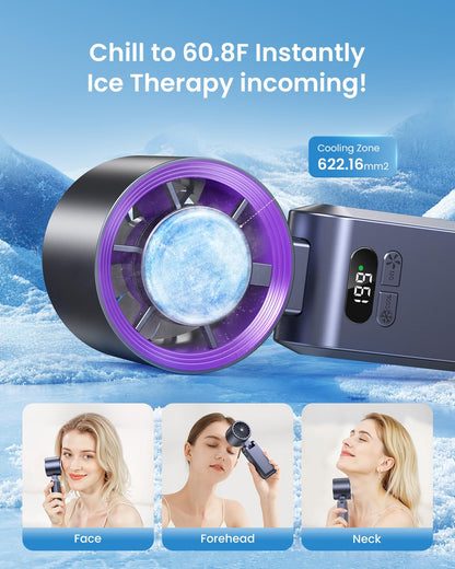 Handheld Portable Fan with Ice Cooler,Speed (1-199) 5500mAh Rechargeable Personal Fan,[20H Cooling Time] Super Mini Yet Powerful [20000 RPM] Small Pocket Fans for Travel/Outdoor/Office,Grey Purple