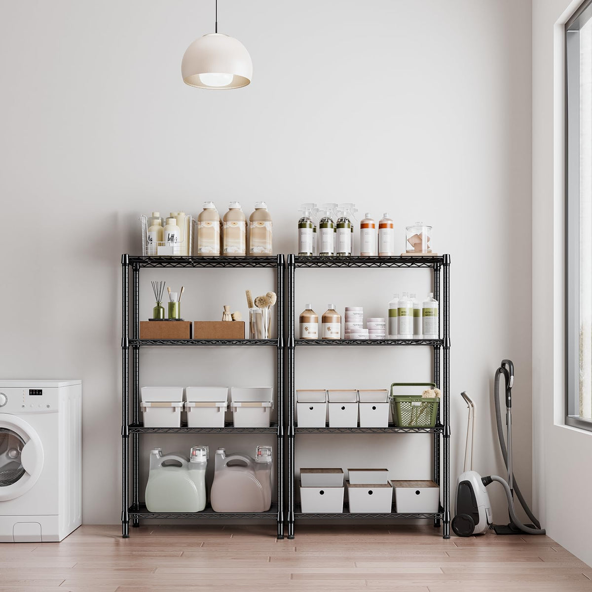 M MZG 1000 lbs 4 Tier Shelf Metal Storage Shelves Shelving Wire Rack Heavy Duty Closet Organizers for Garage Kitchen Bathroom Laundry Black 15.7" D x 33.5" W x 59.5" H