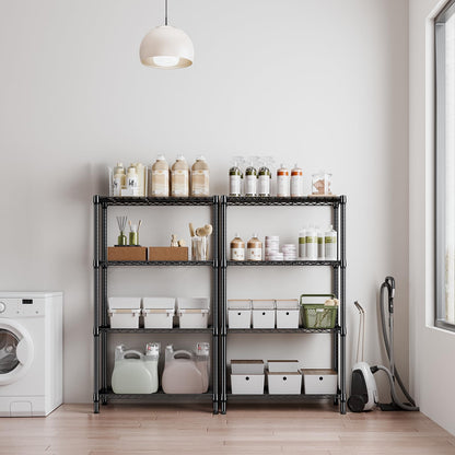 M MZG 1000 lbs 4 Tier Shelf Metal Storage Shelves Shelving Wire Rack Heavy Duty Closet Organizers for Garage Kitchen Bathroom Laundry Black 15.7" D x 33.5" W x 59.5" H
