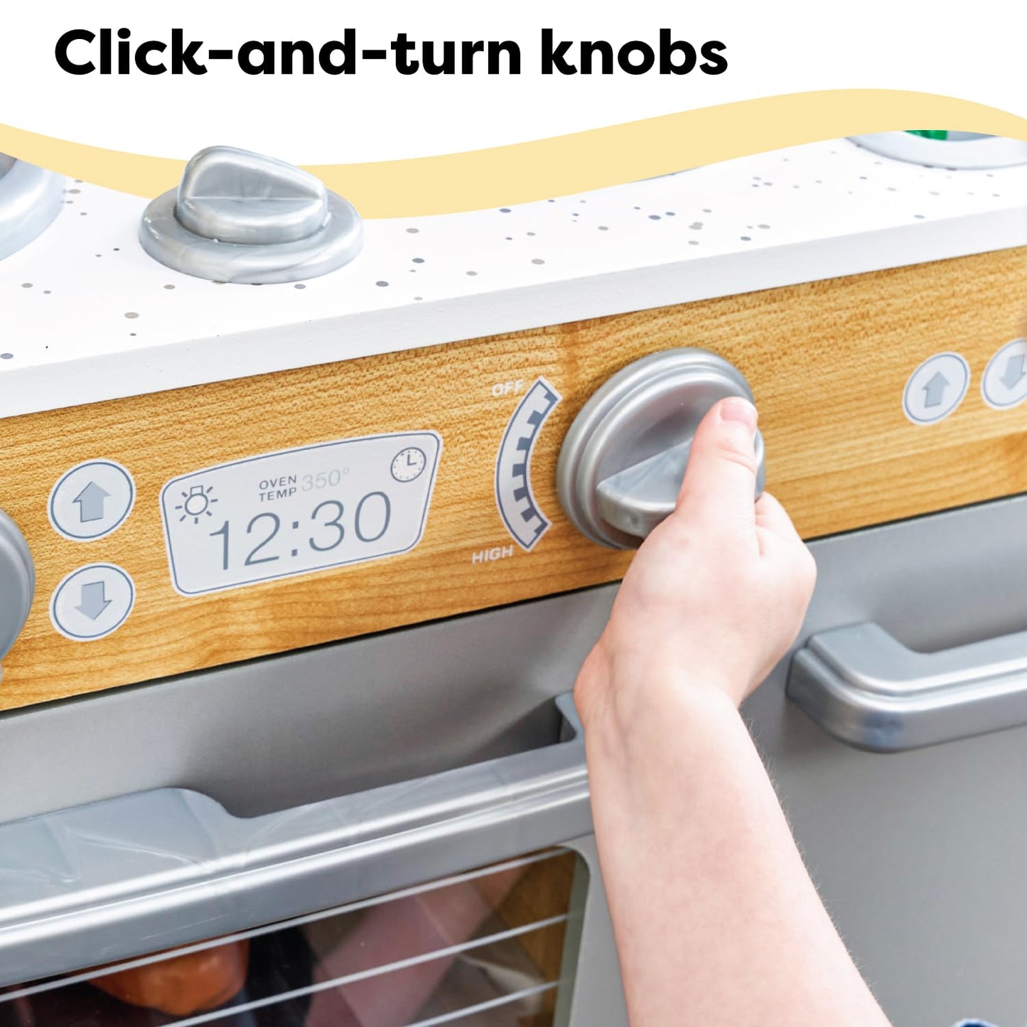 KidKraft Uptown Natural Wooden Play Kitchen with Play Phone, Chalkboard & Towel Rack, Gift for Ages 3+