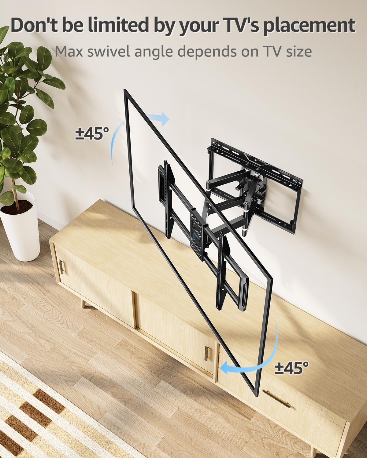 MOUNTUP Large TV Wall Mount for Most 37-82'' TVs, Premium Ball Bearings Design for Ultra-Slim OLED TVs Smooth Swivel & Extension, TV Mount Bracket Articulating Arm Holds 100LBS, Max VESA 600x400mm
