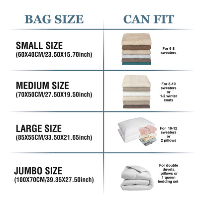Vacuum Storage Bags, 10 Combo (5 Large/5 Jumbo) Space Saver Bags Vacuum Seal Bags with Pump, Space Bags, Vacuum Sealer Bags for Clothes, Comforters, Blankets, Bedding