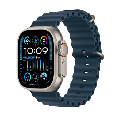 Apple Watch Ultra 2 [GPS + Cellular 49mm] Smartwatch with Rugged Titanium Case & Blue Ocean Band One Size. Fitness Tracker, Precision GPS, Action Button, Extra-Long Battery Life