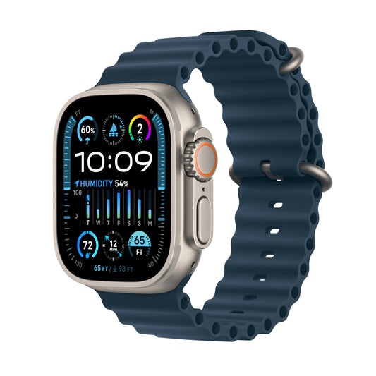 Apple Watch Ultra 2 [GPS + Cellular 49mm] Smartwatch with Rugged Titanium Case & Blue Ocean Band One Size. Fitness Tracker, Precision GPS, Action Button, Extra-Long Battery Life