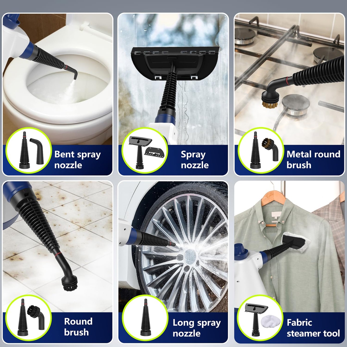 Steam Cleaner, Pressurized Handheld Steam Cleaner for Home with 12pcs Accessories & Safety Lock, Multi-Surface & Powerful Home Use Steamer for Cleaning, Car, Bathroom, Shower, Window, Grime, Grease