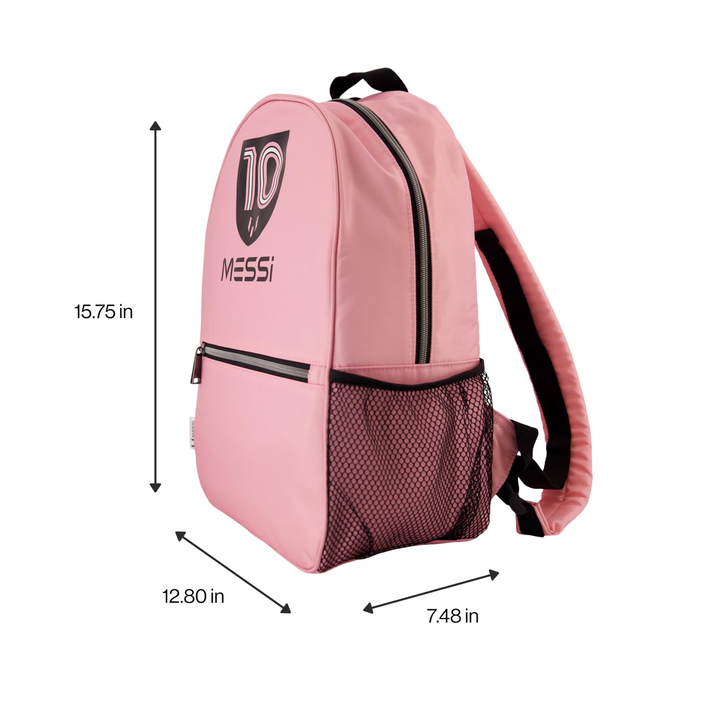 Messi Boys' Lifestyle Backpack Girls, Bookbag with Pockets & Adjustable Straps, Pink/Black, One Size