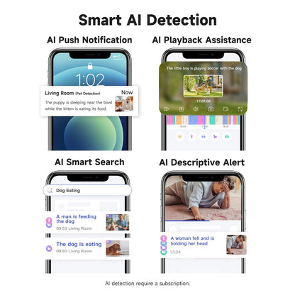 JAIOTlink 2K Cameras for Home Security Indoor, 2.4 & 5Ghz WiFi Baby & Pet Monitor with App, Night Vision, Motion Detection, Two-Way Audio, Smartphone Control Inside Cameras for House