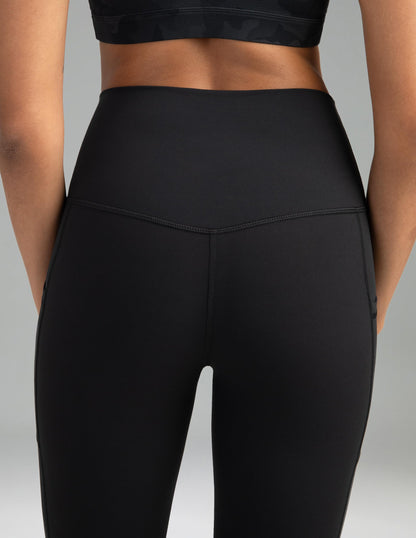 Colorfulkoala Women's High Waisted Tummy Control Workout Leggings 7/8 Length Yoga Pants with Pockets (M, Black)