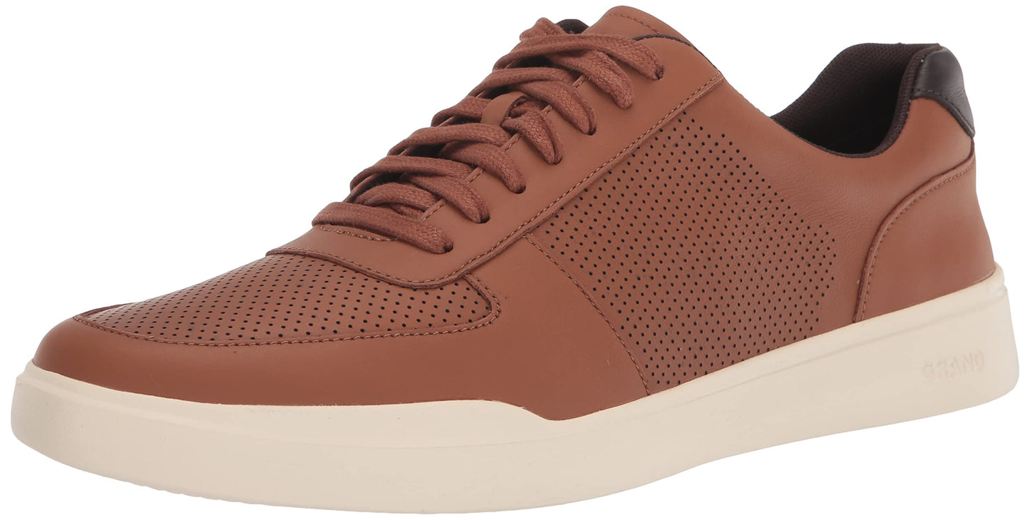 Cole Haan Men's Grand Crosscourt Modern Perforated Sneaker, British TAN Leather/Ivory, 10.5
