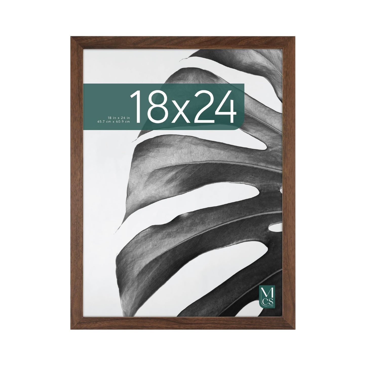 MCS Studio Gallery 18x24 Poster Frame Walnut Woodgrain, Vertical & Horizontal Wall Hanging Large Picture Frame for Photos, Posters & Art Prints (1-Pack)