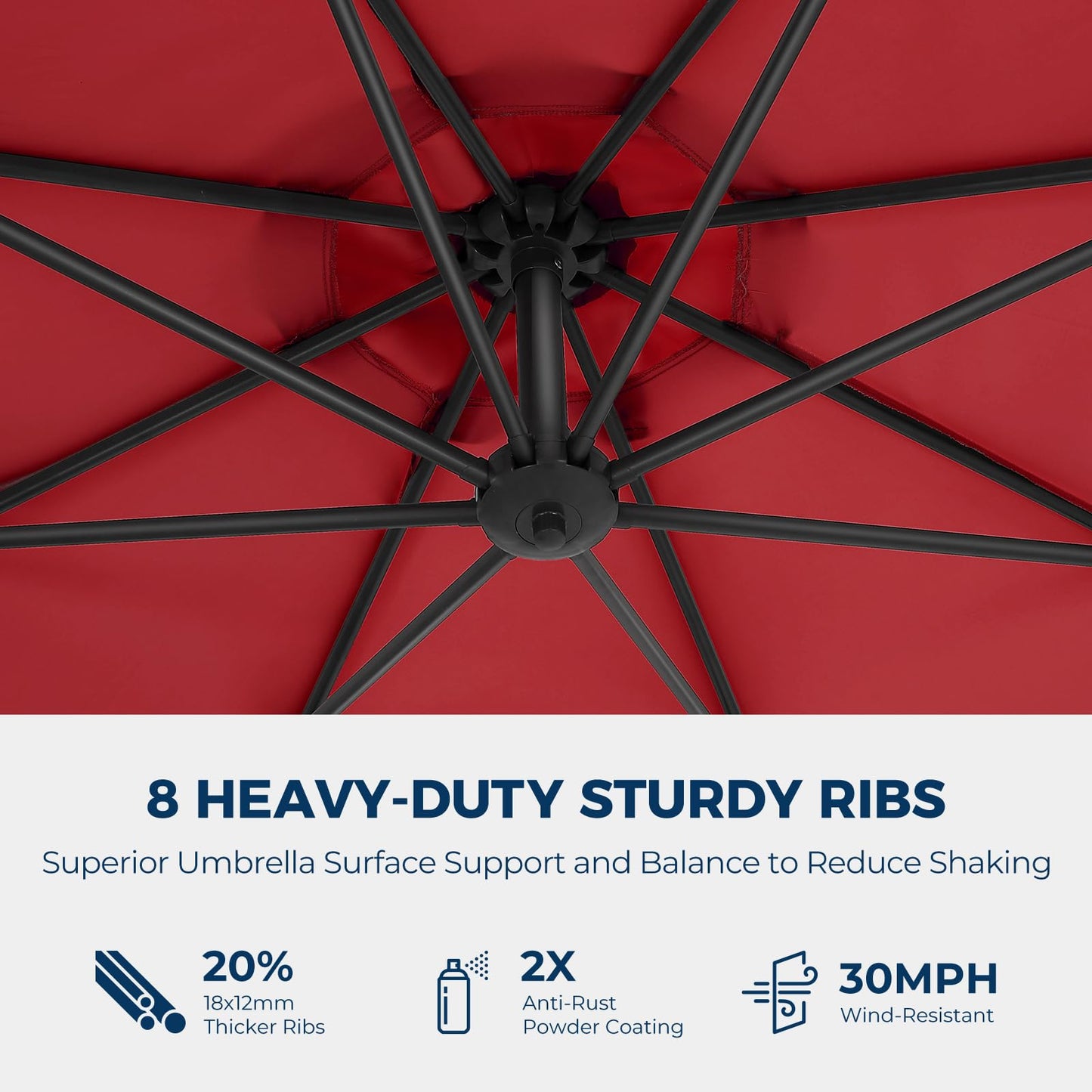 HOMSHADE 10ft Offset Patio Umbrella - Offset Hanging Cantilever Patio Outdoor Market Umbrella UPF50+ UV Protection with Easy Tilt Adjustment and Crank for Pool Deck and Garden(Red)