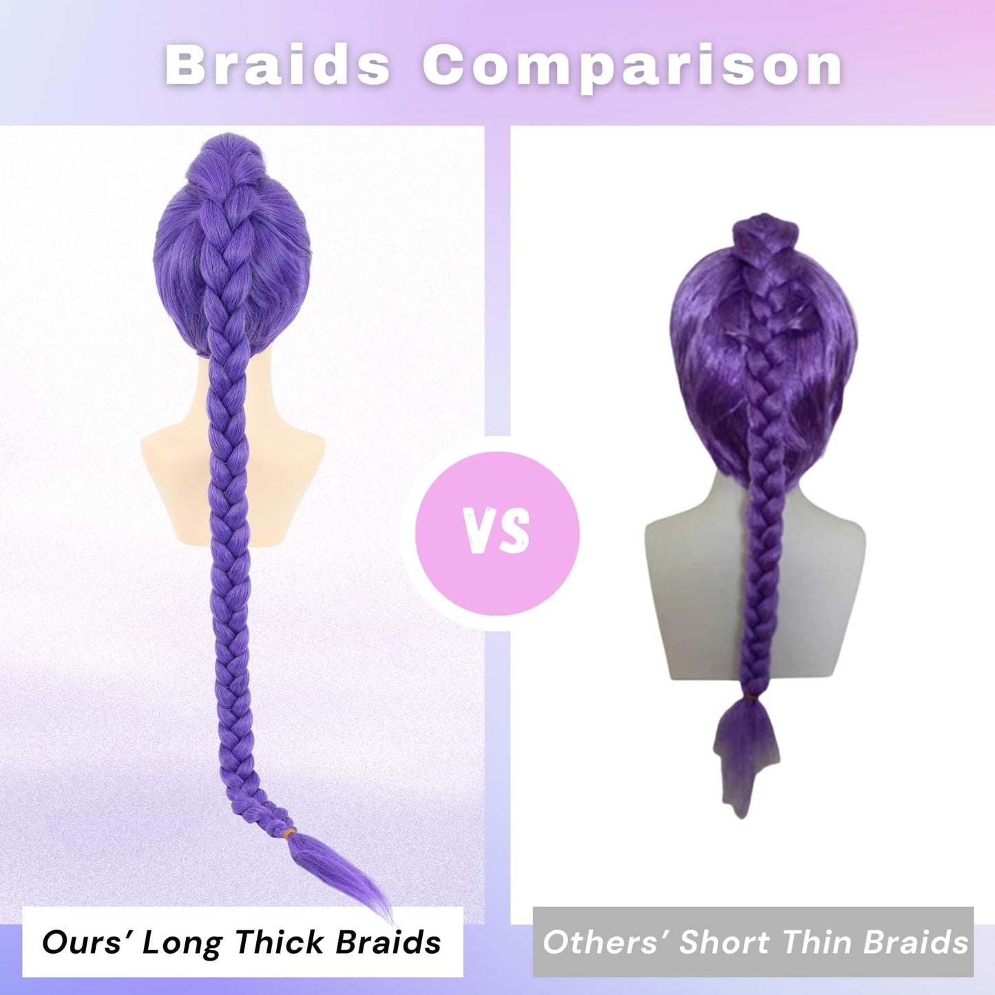 morvally Womens 47 Inches Purple Long Braided Ponytail Wig - Anime Cosplay Wigs for Women Halloween Costume Party (Purple, Adults)