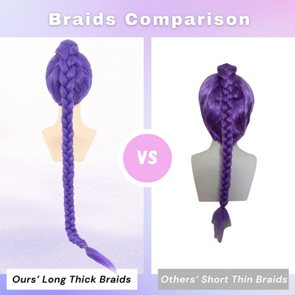 morvally Womens 47 Inches Purple Long Braided Ponytail Wig - Anime Cosplay Wigs for Women Halloween Costume Party (Purple, Adults)