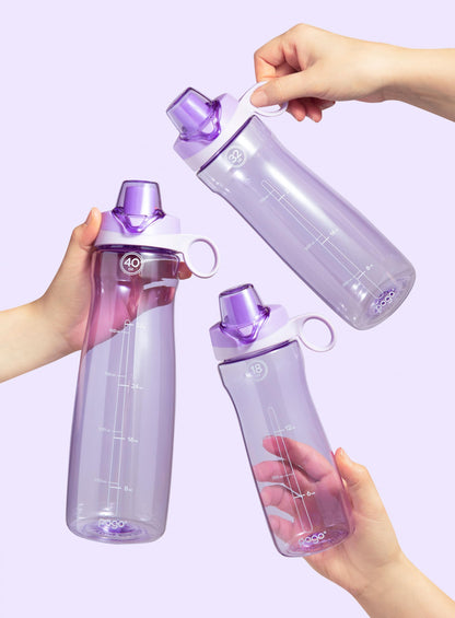 Pogo 32oz Plastic Water Bottle with Chug Lid and Carry Handle, Reusable, BPA Free, Dishwasher Safe, Perfect for Travel, School, Outdoors, and Gym, Lilac