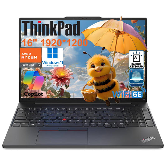 Lenovo ThinkPad E16 Gen 2 Business Laptop Computer, AMD 8-Core Ryzen 7 7735HS (Beat i7-1355U), 32GB DDR5 RAM, 1TB PCIe SSD, 16" FHD+, WiFi 6E, Backlit KB, Fingerprint Reader, Windows 11 Pro, vent-hear