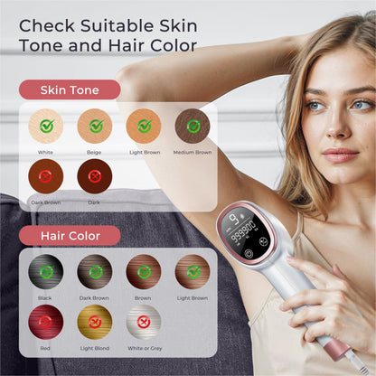 Laser Hair Removal for Women and Men, IPL with Ice-Cooling System for Nearly Painless And Long-Lasting Result At-Home Permanent Hair Removal Device 999999 Flashes for Whole Body Use