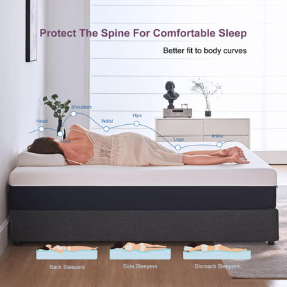 KOPEECHO Queen Mattress, 10 Inch Gel Memory Foam Mattresses, Medium Firm for Cool Sleeping, Pressure Relief, Easily Replaceable,CertiPUR-US Certified Colchón in a Box