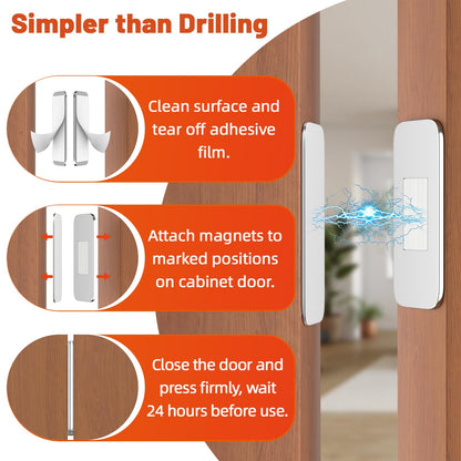 Jiayi 6 Pack Ultra Thin No Drill Magnetic Cabinet Door Catch, Adhesive Stainless Steel Drawer Door Cabinet Magnets to Stay Closed, Cabinets Latches for Kitchen, Bathroom, Closet, RV Doors Closure