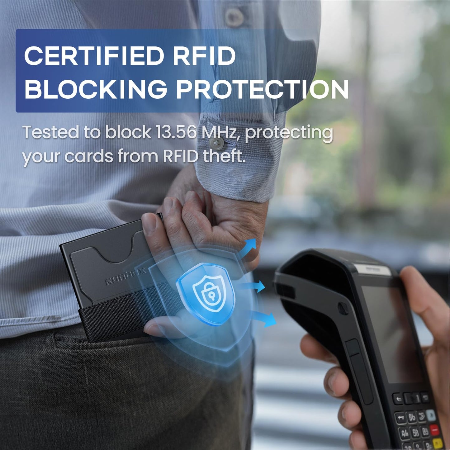 Slim Card Holder Wallet for Men, Minimalist RFID Blocking Wallet with Pop-Up Function, Ultra-Thin Design, Metal Business Card Cases holds 12+ Cards, Gifts for Men, Men's Accessories